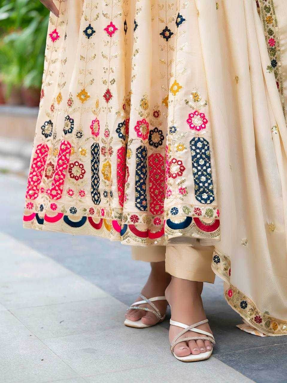 Chinon Silk Alia Cut Anarkali Suits - MYLUXURY LANE ENTERPRISE